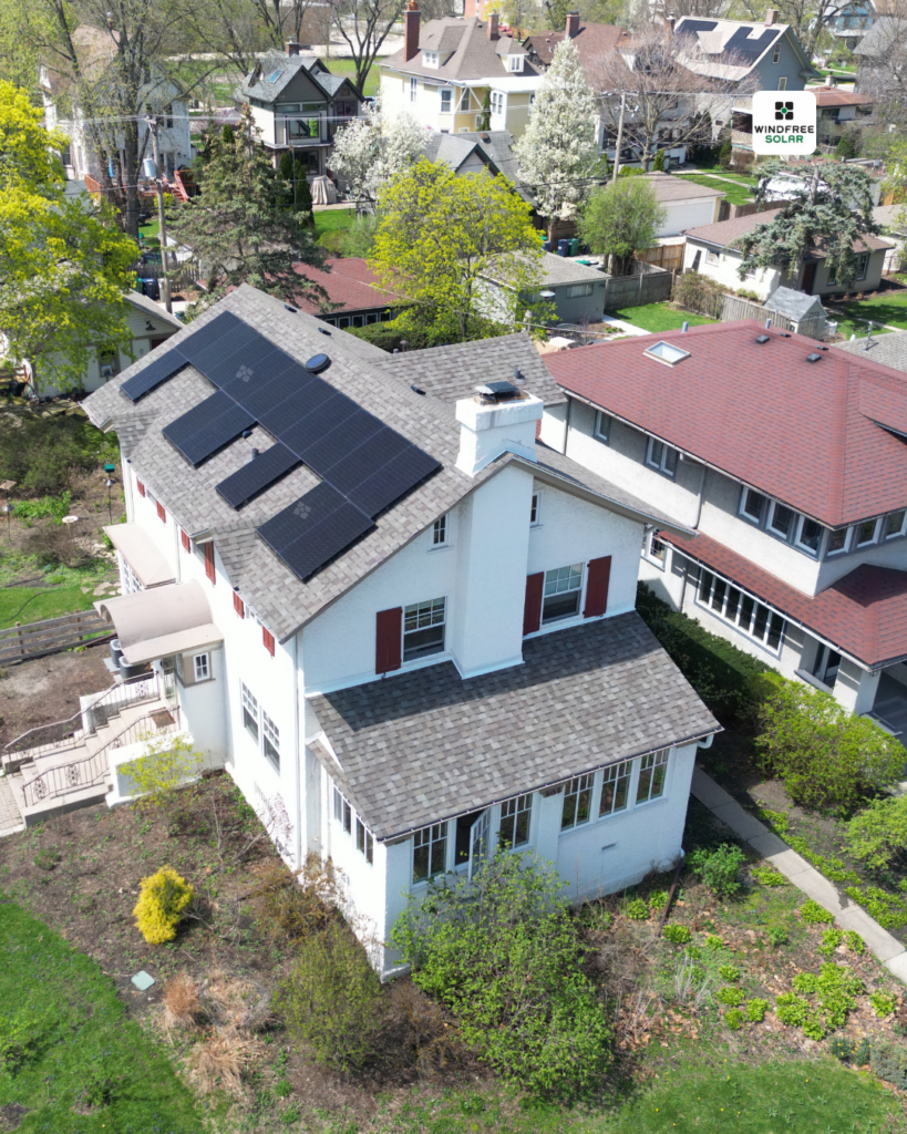 Illinois residential solar panels on a roof