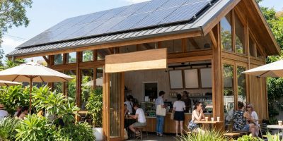 Coffee at the Windfree Solar Cafe on Dempster Street in Evanston, Illinois